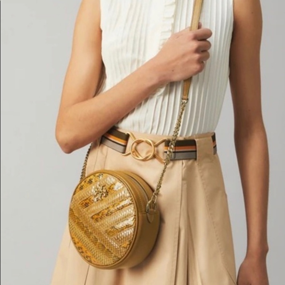 Authentic TORY BURCH SNAKE SKIN Leather top zip Crosby - Picture 14 of 16